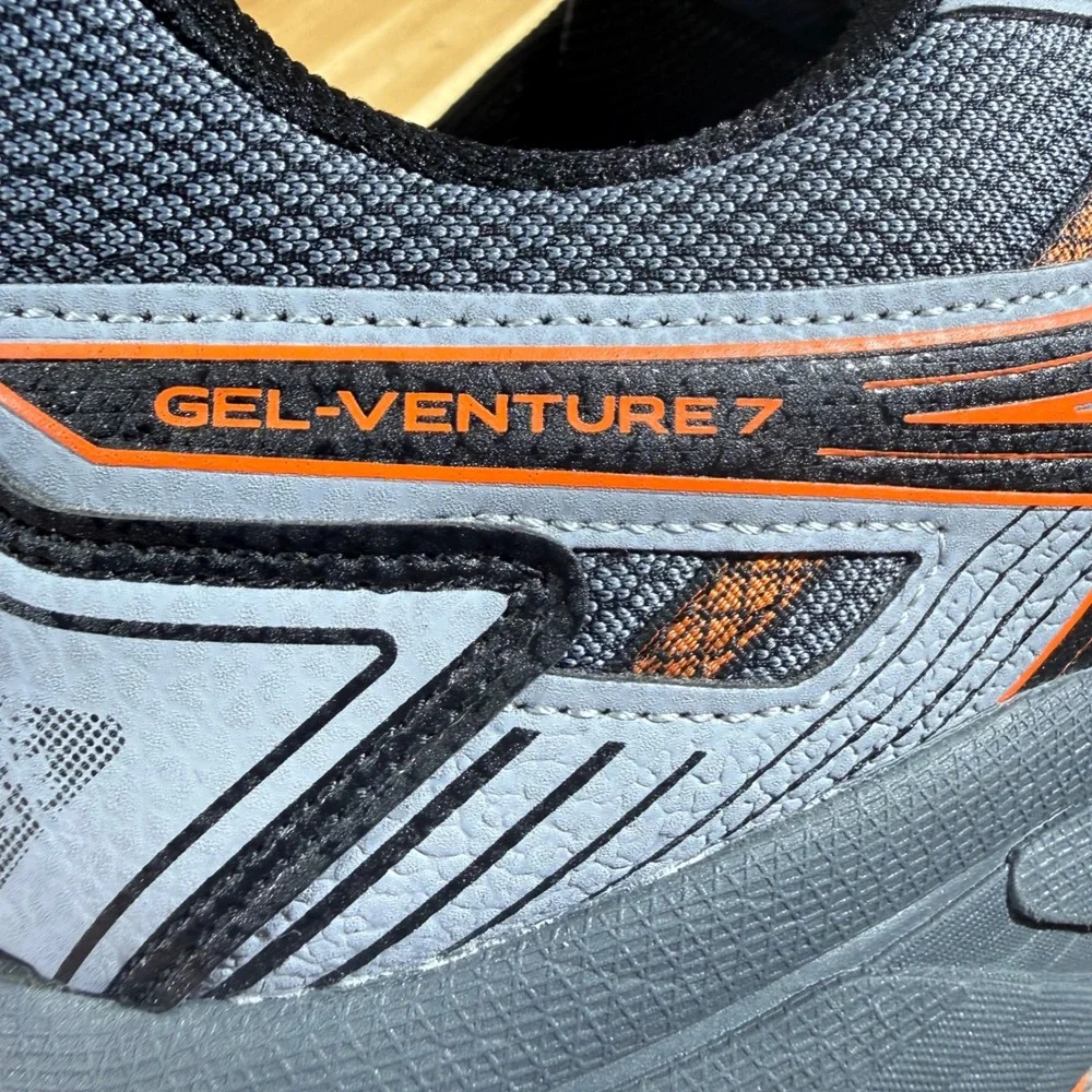 ASICS Running Shoes Mens 15 Grey Orange Sneaker Gel-Venture 7 1011A560 Trail Lug